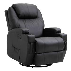 HOMCOM® Massagesessel mit Wärmefunktion | Eco-Leder, Schaumstoff, Metall | 84 x 92 x 109 cm | Schwarz
