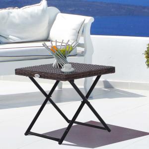 Outsunny® Gartentisch Beistelltisch Gartenmöbel Gartenhocker klappbar Polyrattan + Metall Braun 40 x 40 x 40 cm