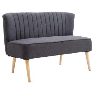 HOMCOM® 2-Sitzer Couch Stoffsofa Polstersofa Sitzmöbel Holz Hellgrau 117 x 56,5 x 77 cm