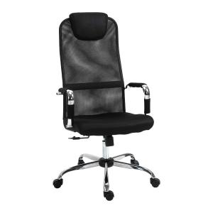 Vinsetto Bureaustoel met kantelfunctie in hoogte verstelbare vijf-sterrenvoet nylon staal mesh