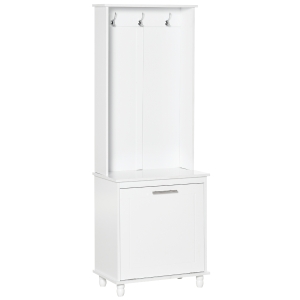 HOMCOM® Garderobenständer Kleiderständer Flur Wohnzimmer 4 Einlegeböden Weiß