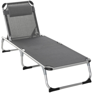 Outsunny® Gartenliege Alu Sonnenliege mit Kopfkissen Relaxliege 5-fach verstellbar