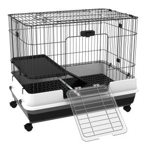 PawHut® Haustierkäfig 2 Türen mit Plattform Bodenfach Metall 81,2 x 52,7 x 66 cm