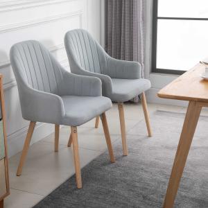 HOMCOM® Esszimmerstühle 2er Set, Küchenstuhl Schaumstoff Stahl Kautschuk Hellgrau