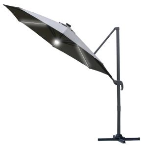 Outsunny® Sonnenschirm 3x3m Ampelschirm Alu Roma Schirm mit Solar-LED-Lichtern 360° drebar