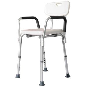 HOMCOM® Duschhocker Duschstuhl Arm- und Rückenlehne höhenverstellbar 46,5 x 54 x (72,5-85) cm