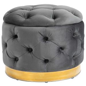 HOMCOM® Hocker mit Stauraum Sitzhocker Polsterhocker Pappelholz Kohlegrau