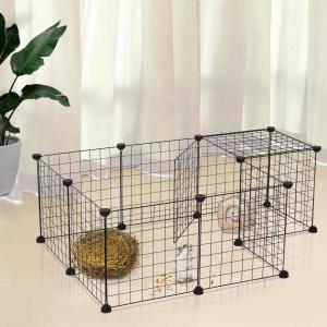 PawHut® Laufstall Laufgehege Kleintierkäfig Metallgitter Freigehege flexibel umformbar Schwarz 106 x 73 x 36 cm
