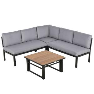 Outsunny® 4-tlg. Gartengarnitur Alu Gartenset Sitzgruppe mit hebbarem Couchtisch Grau