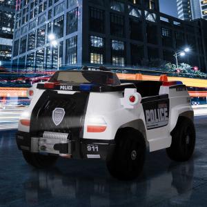 HOMCOM® Polizeiauto Elektro Kinderauto mit Fernbedienung MP3 106,5 x 66 x 52,6 cm