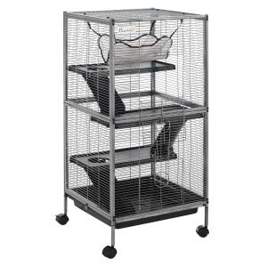 PawHut® Nagerkäfig Kleintierkäfig Hamster Mäuse 3-stöckig mit 2 Türen Rollbar Metall