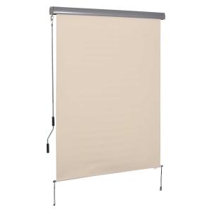 Outsunny Verticale luifel aluminium balkonzonwering met handslinger crèmewit 140 x 200 cm