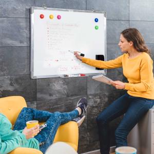 HOMCOM® Whiteboard Magnettafel mit Alurahmen inkl. Zubehör 60x45 cm