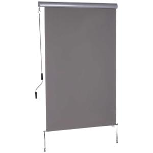 Outsunny Senkrechtmarkise Balkonmarkise Vertikalmarkise Windschutz Seitenrollo Sichtschutz mit Handkurbel Polyesterstoff+Aluminium Grau 120 x 200 cm