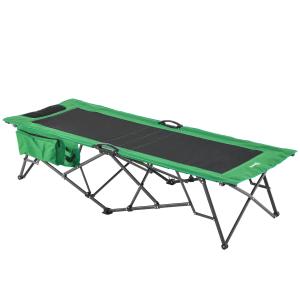 Outsunny campingbed breedte inklapbaar eenpersoons zijvak oxford groen + zwart