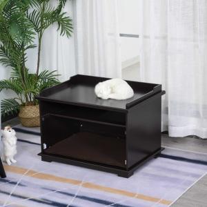 PawHut® Katzentoilette Katzenklo Katzenhaus für Katzenbett mit Drehtür MDF Braun
