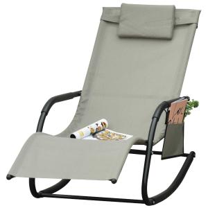 Outsunny® Schaukelstuhl Schwingsessel Gartenstuh Schaukelliege Metall Mesh Hellgrau