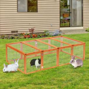 PawHut® Freigehege Kaninchenstall Tannenholz Natur