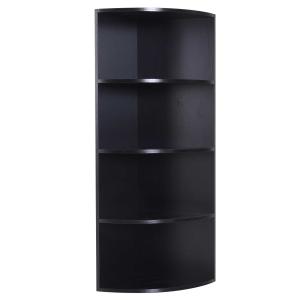 HOMCOM® Eckregal Standregal Bücherregal Dekoregal Blumenregal Holzregal fächerförmig 4 Fächer Schwarz 39,5 x 39,5 x 120 cm
