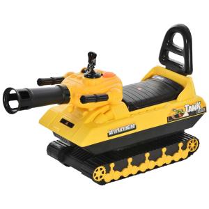 HOMCOM® Spielzeugauto 3-in-1 Kinderauto Rutscherauto Panzer mit Stauraum Bälle Gelb