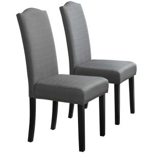 HOMCOM® Esszimmerstuhl 2er Set Küchenstuhl Polsterstuhl Wohnzimmerstuhl mit Rückenlehne
