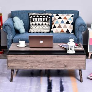 HOMCOM® Couchtisch mit erhöhbarer Tischplatte Kaffeetisch Wohnzimmer mit Stauraum Spanplatte 110 x 65 x 39,3 cm