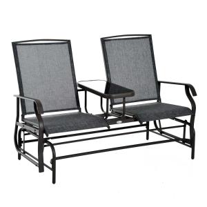 Outsunny® Gartenbank Schaukelstuhl mit Tisch 2-Sitzer