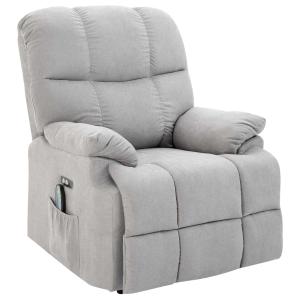 HOMCOM® Massagesessel mit Wärmefunktion Relaxsessel Fernbedienung USB Kurzplüsch Grau