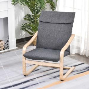 HOMCOM® Relaxsessel Ruhesessel Armlehnensessel Leinenbezug Holzgestell Grau