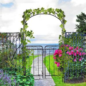 Outsunny® Pflanzbogen Torbogen Rankgitter Rosenbogen Garten Wetterfest H215 cm Metall