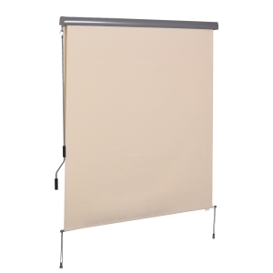 Outsunny Senkrechtmarkise Balkonmarkise Vertikalmarkise Windschutz Seitenrollo Sichtschutz mit Handkurbel Polyesterstoff+Aluminium Cremeweiß 160 x 250 cm