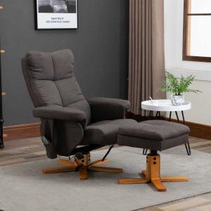 HOMCOM® Massagesessel mit Fußhocker und Heizfunktion | Relaxsessel | Braun | 80 x 86 x 99 cm