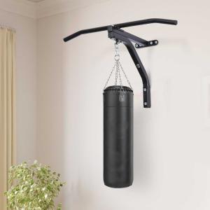 HOMCOM Boxsackhalterung mit Klimmzugstange | Wandhalterung | Stahl | 93 x 47 x 51cm | Schwarz