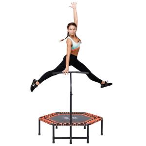 HOMCOM Fitness-Trampolin, Trampolin, Gartentrampolin für Joga, Stahl+PP+EVA, Schwarz+Orange, 121,92 x 121,92 x 138 cm