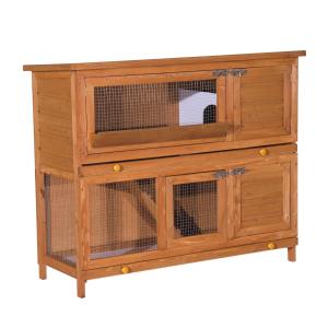 PawHut® Doppelstock Hasenstall | Hasenkäfig | Kiefernholz, Tannenholz | 120 x 48 x 100 cm
