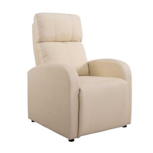 HOMCOM® Fernsehsessel | Eco-Leder, Schaumstoff, Holz, Metall | 69,5 x 89,5 x 104,5 cm | Creme