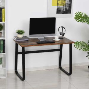 HOMCOM® Schreibtisch Computertisch Bürotisch PC Tisch Industrie-Design Stahl Braun