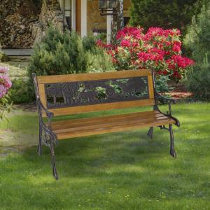 Outsunny® Kinder Gartenbank Sitzbank Parkbank Bank Holzbank Metall Gartenmöbel