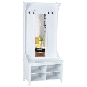 HOMCOM® Flurgaderobe 3-in-1 Wandgarderobe mit Schuhschrank 4 Haken Weiß 80 x 40 x 170 cm