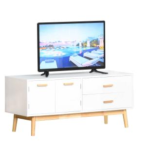 HOMCOM TV-meubel tv-lowboard MDF rubberhouten poten voor tv's tot 55" kantoor wit