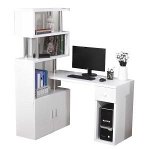 HOMCOM® Schreibtisch in L-Form/I-Form Computertisch Kombination-Tisch Edelstahl Weiß