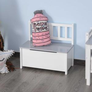 HOMCOM® Aufbewahrungstruhe Sitzbank mit Stauraum Truhenbank Massivholzbeine Grau