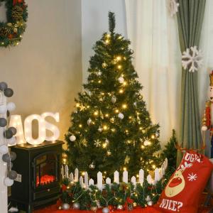 HOMCOM® Weihnachtsbaum Tannenbaum mit Deko 120 LEDs 511 Spitzen Ø95 x 150H cm