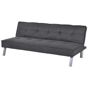 HOMCOM® Schlafsofa 3-Sitzer ausklappbar | Leinen, Holz, Metall | Sofa 175 x T83 x H74 cm | Grau