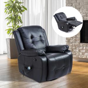 HOMCOM® Massagesessel mit Wärme- und Liegefunktion | Eco-Leder, Metall, Kunststoff | 94 x 95 x 103 cm | Schwarz