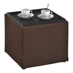 HOMCOM® Hocker mit Stauraum Polsterhocker Sitzhocker Fußhocker Leinen Braun 42x42x41cm