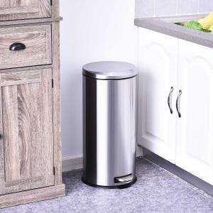 HOMCOM® Mülleimer Treteimer 30 L Abfalleimer mit Inneneimer Soft Schließen Edelstahl PP Ø29,2 x H62,5 cm