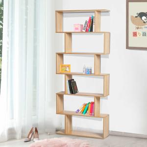 HOMCOM® Bücherregal Wandregal Raumteiler mit 6 Fächern Eiche