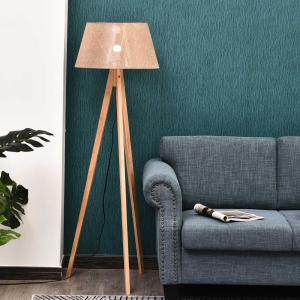HOMCOM® Stehlampe Skandinavisch Standleuchte Stehleuchte Bodenlampe Tripod Holz
