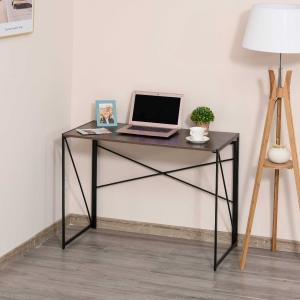 HOMCOM® Computertisch Schreibtisch Bürotisch PC Tisch Industrie-Design Stahl Braun